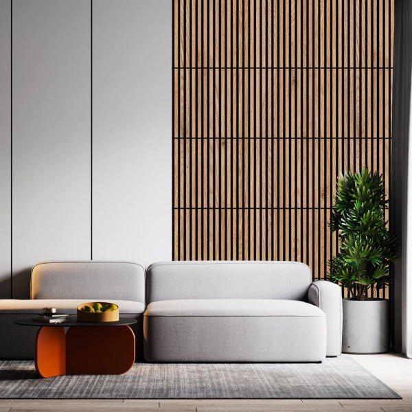 Acoustic Slats panel in square - OAK Natural - DecorMania.eu